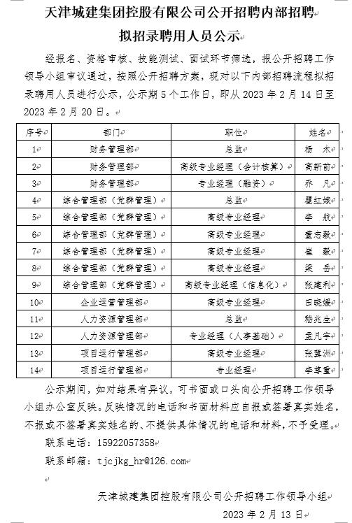 天津市建设局最新招聘信息概览